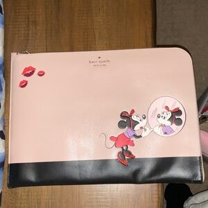 Kate Spade Pink and Black Minnie Mouse Laptop Sleeve 16 in